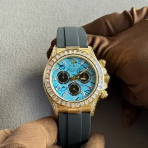 126538TBR Yellow Gold Turquoise Stone Dial Diamond Bezel Oysterflex (2025) - copywatchesdubai.com
