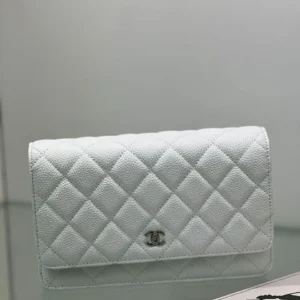 CHANEL Gray Quilted Caviar Wallet On Chain – SUPER Master Quality