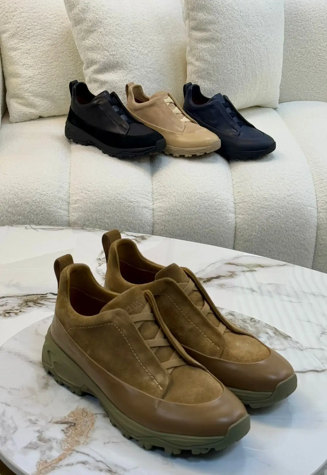 Zegna Triple Stitch Leather Sneakers