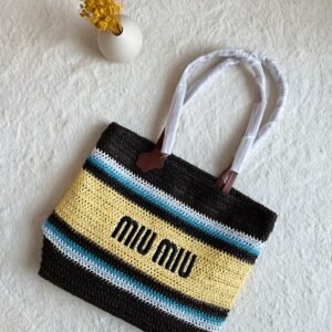 Miu Miu Striped Crochet Tote Bag