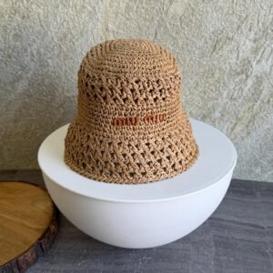 Miu Miu Crochet Raffia Bucket Hat