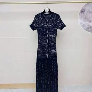 SANDRO Knitted Rhinestone Maxi Dress
