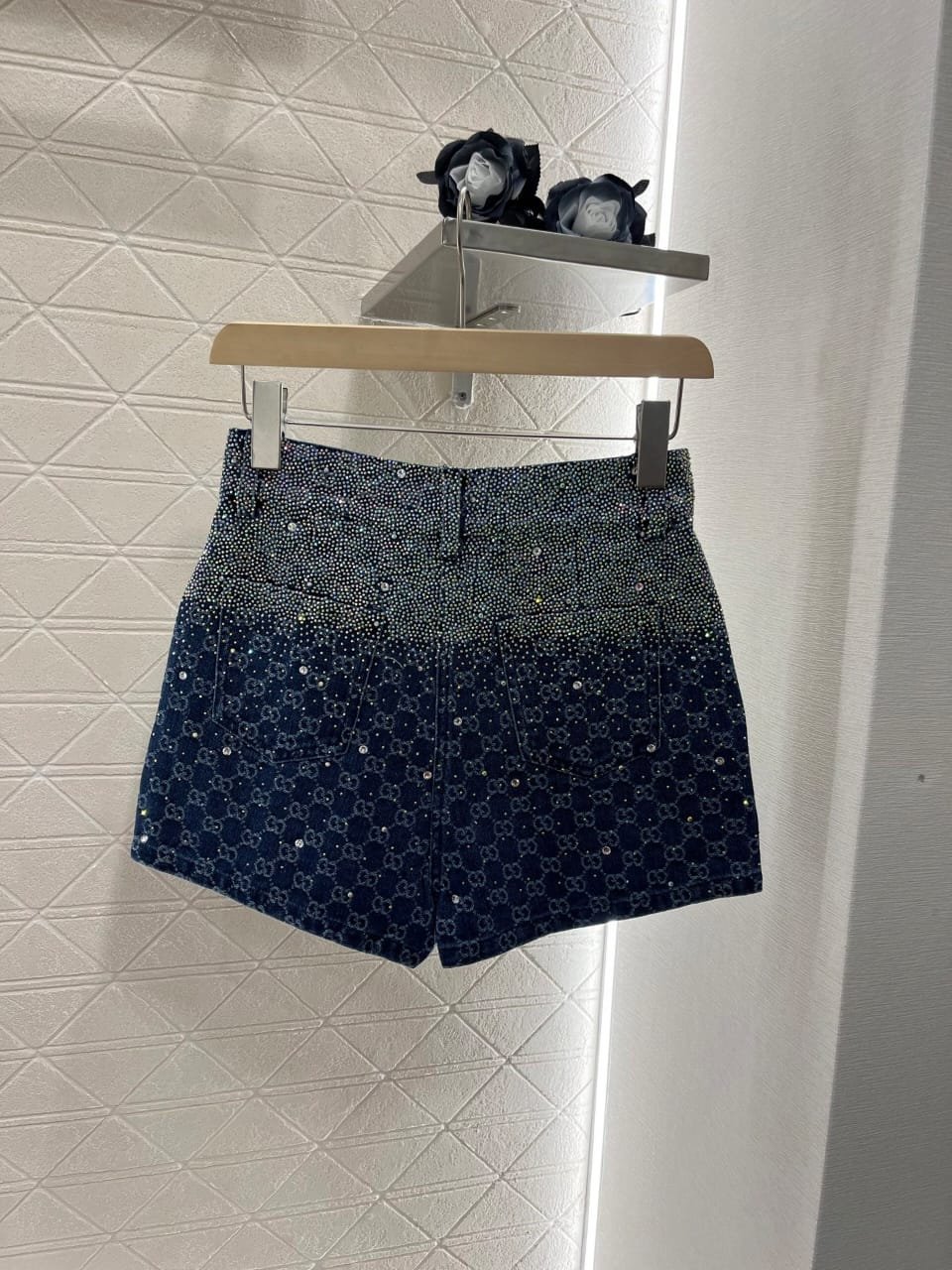 GUCCI Monogram Denim Shorts - Image 2