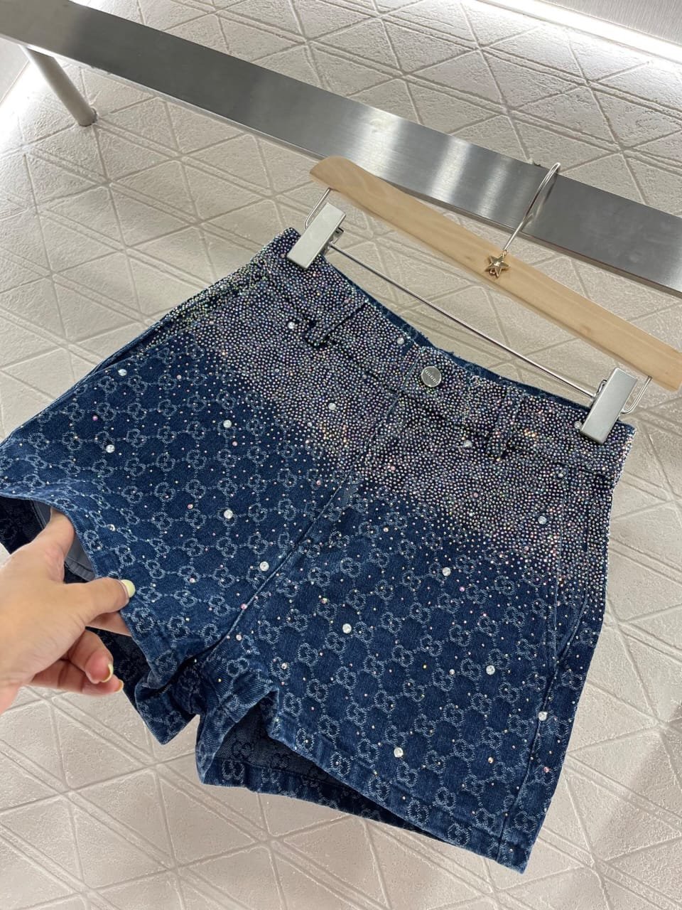 GUCCI Monogram Denim Shorts - Image 3