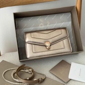Buy Bvlgari Light Gold Metallic Serpenti Forever Small Bag