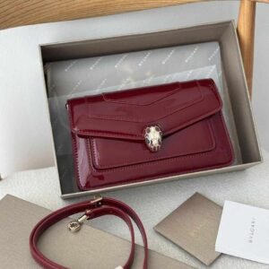 Buy Bvlgari Red Patent Leather Serpenti Forever Small Bag