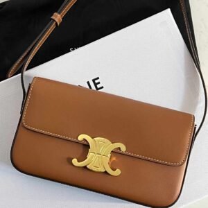 Buy Celine Shoulder Bag Claude Triomphe Natural Tan | Dubai Luxury Items