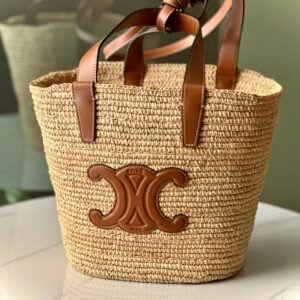 Buy Celine Teen Supple Panier Tote Raffia And Calfskin | Dubai Luxury Items