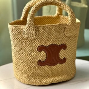 Buy Celine Triomphe Bucket Tote Thais Tan Raffia | Dubai Luxury Items