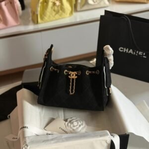 Buy Chanel 25 Mini Black Quilted Suede Calfskin Hobo Bag