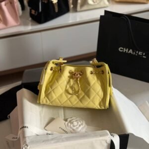 Buy Chanel 25 Mini Yellow Quilted Caviar Leather Handbag
