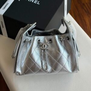 Buy Chanel 25 Small Hobo Bag Silver Metallic Caviar Leather