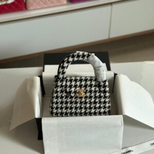 Buy Chanel Kelly Bag Mini Black White Houndstooth Tweed | Dubai Luxury Items