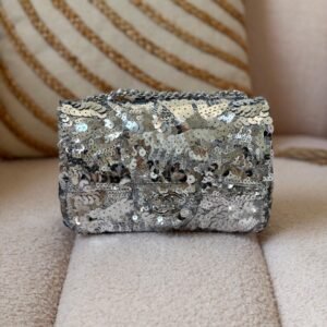 Buy Chanel Metallic Silver Sequins Classic Mini Flap Bag