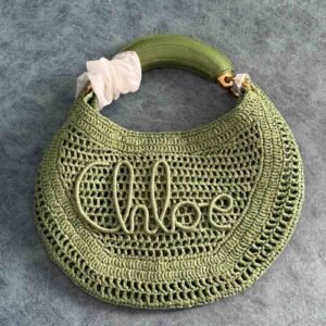 Buy Chloe Summer Banana Leaf Green Raffia Hobo Bag