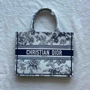 Buy Dior Book Tote Medium Ecru Blue Toile de Jouy | Dubai Luxury Items