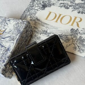 Buy Dior Lady Dior Card Holder Jasmine Black Patent | Dubai Luxury Items