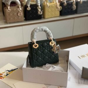 Buy Dior Lady Dior Mini Dark Green Lambskin Bag | Dubai Luxury Items