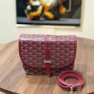 Buy Goyard Belvedere PM Bag Burgundy Goyardine Canvas