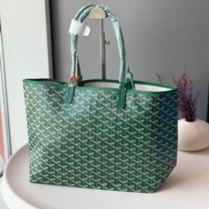 Buy Goyard Saint Louis PM Tote Bag Green Chevron Canvas