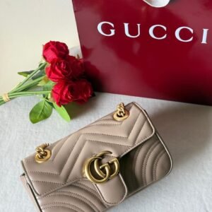 Buy Gucci GG Marmont Small Taupe Leather Shoulder Bag