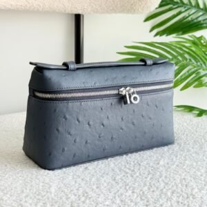 Buy Loro Piana Extra Pocket L19 Black Ostrich Leather Pouch