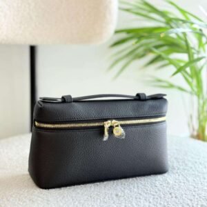 Buy Luxury Loro Piana Black Grained Calfskin L19 Pouch