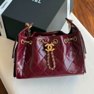 Chanel 25 Small Hobo Bag Burgundy Calfskin Leather