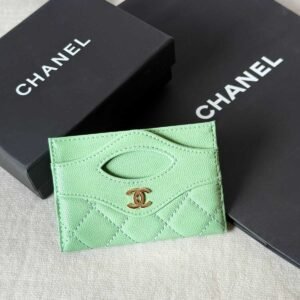 Chanel 31 Card Holder Pastel Green Caviar Leather - Dubai Luxury Items