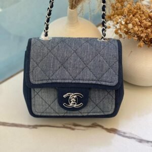 Chanel Bicolor CC Medallion Denim Square Mini Classic Flap Bag