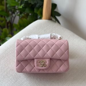 Chanel Classic Mini Flap Bag 20CM Light Pink Lambskin Leather Silver Hardware - Dubai Luxury Items