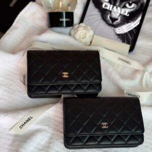Chanel Classic Wallet On Chain Black Lambskin Leather - Dubai Luxury Items