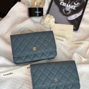 Chanel Classic Wallet On Chain Dusty Blue Caviar Leather - Dubai Luxury Items