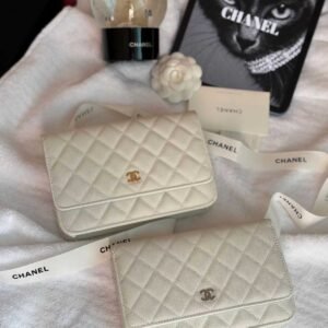 Chanel Classic Wallet On Chain White Caviar Leather - Dubai Luxury Items