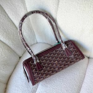 Goyard Goyardine Canvas Bonbonniere Bag Baguette Shape Burgundy