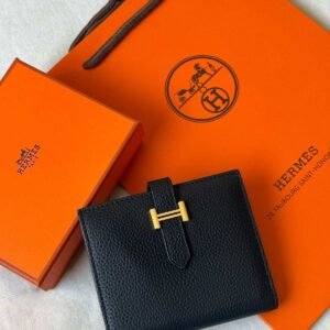 Hermes Bearn Compact Bifold Wallet In Black Epsom Leather - Dubai Luxury Items