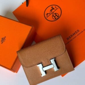 Hermes Constance Short Wallet Dark Brown Epsom Silver Hardware - Dubai Luxury Items